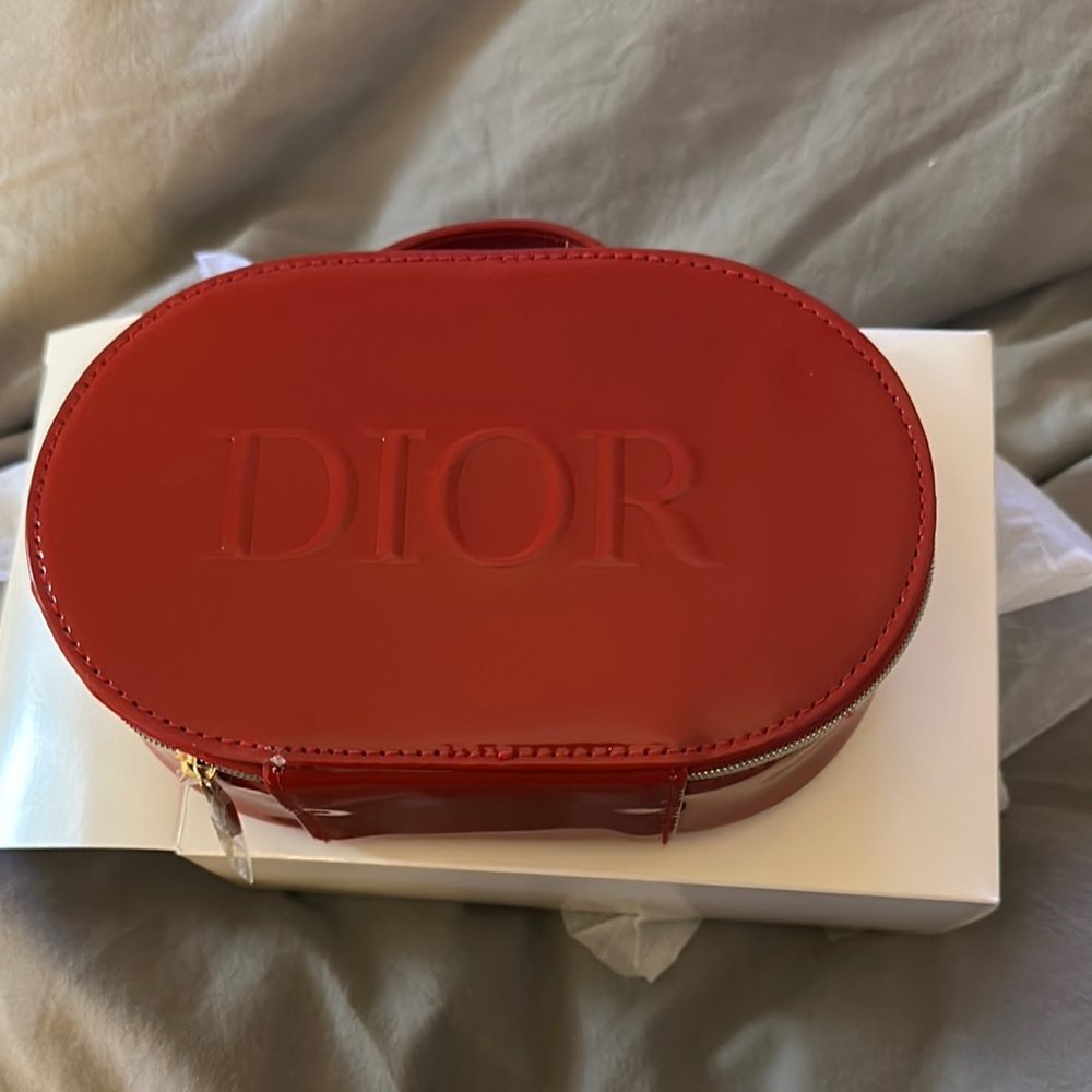 Dior Red Oval Cosmetic Bag